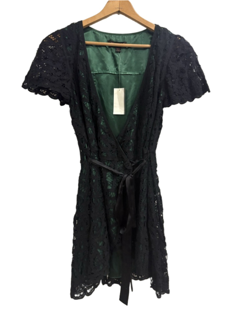 Vtg Vintage of Betsey Johnson Whimsigoth Lace Wrap Mini Dress NWT Deadstock